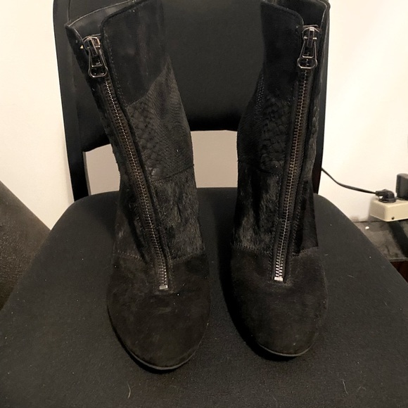Anne Klein suede and animal hair heed boots - Picture 3 of 5